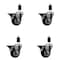 Service Caster 3.5'' Black Poly Swivel 1-3/8'' Expanding Stem Caster Set with Brake, 4PK SCC-EX20S3514-PPUB-BLK-PLB-138-4 - alternate 1